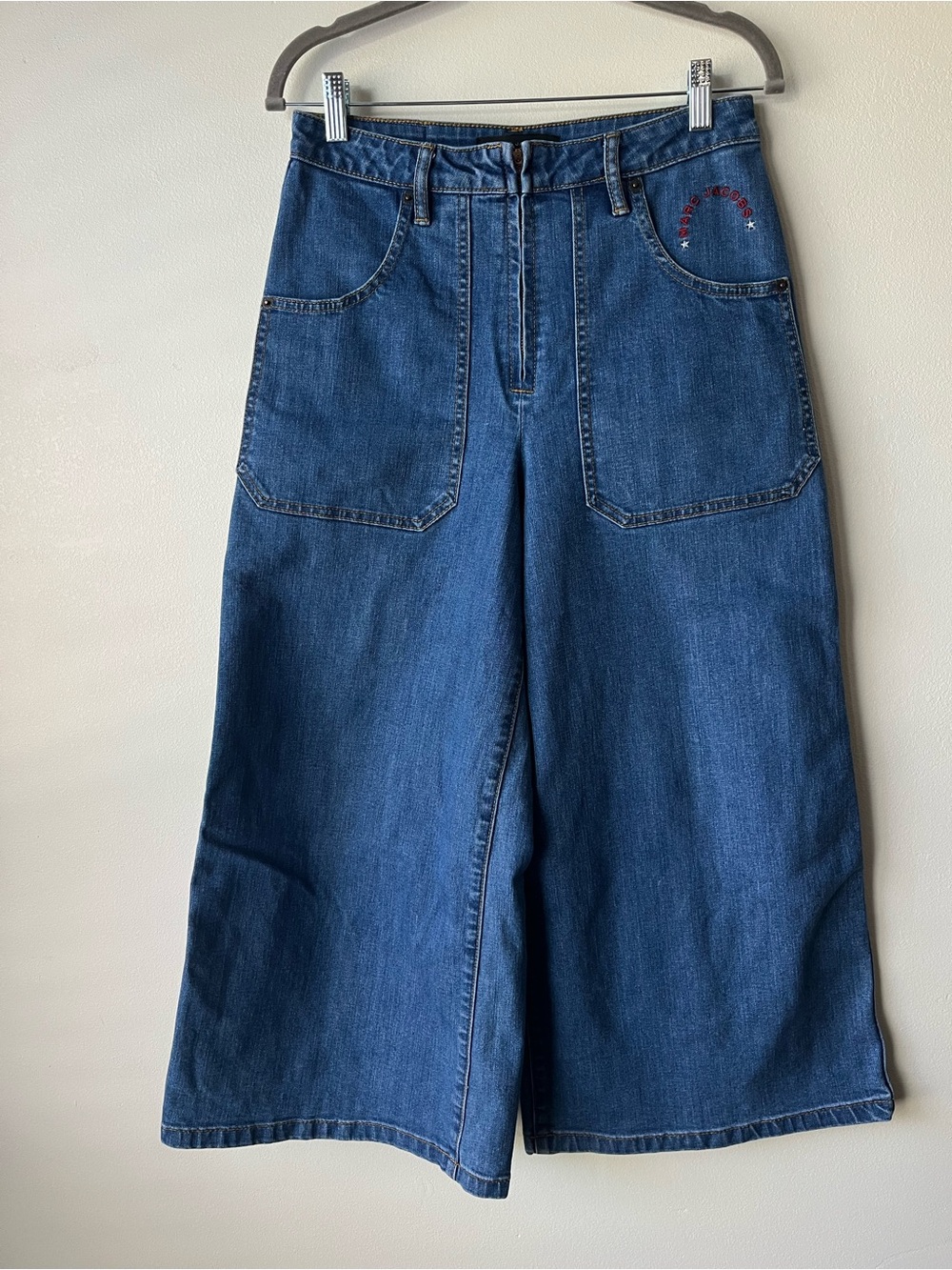 Marc Jacob’s High Rise Cropped Wide-Leg Denim Jeans Y2K Embroidered